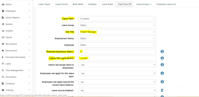 How to show a specific leave type only to people attached to a certain department?