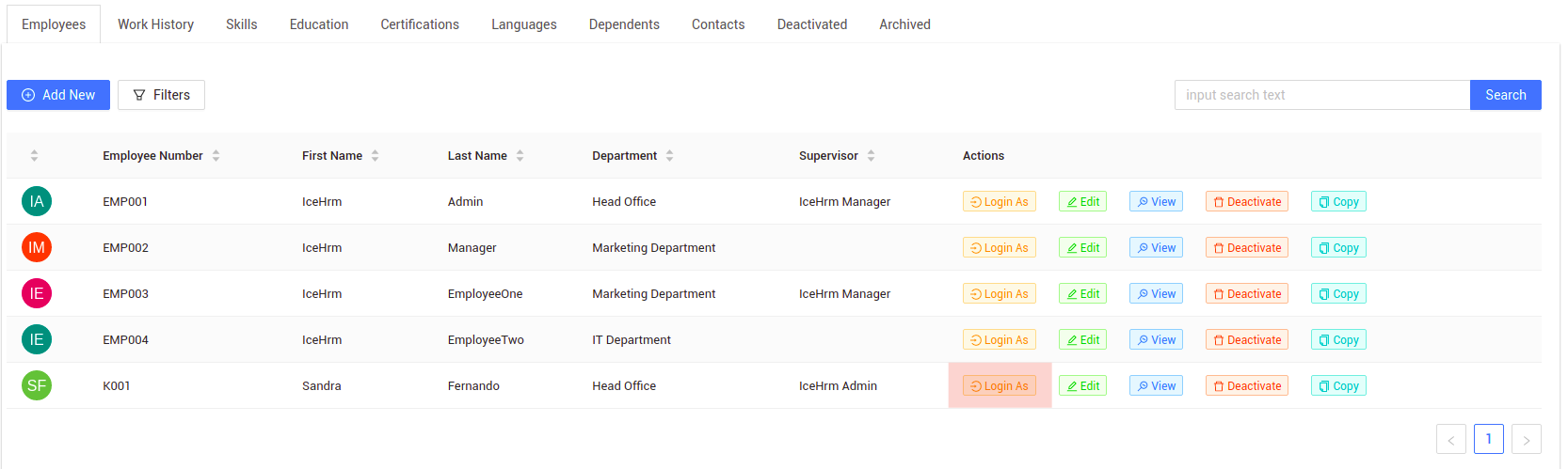 Login As An Employee in IceHrm