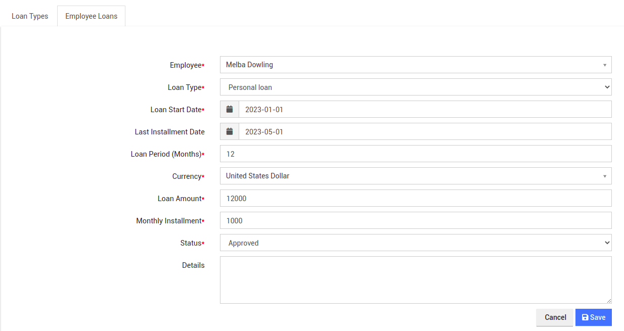 Adding Employee Loans in IceHrm