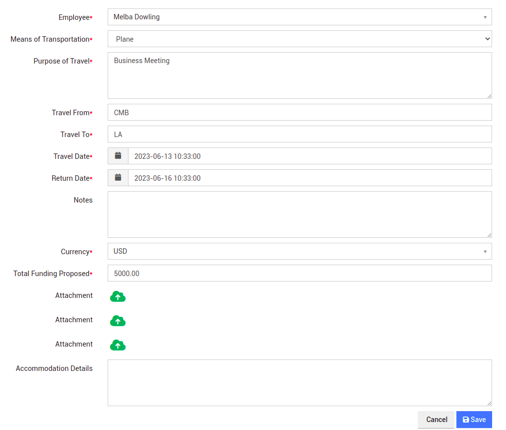 Travel Requests in IceHrm