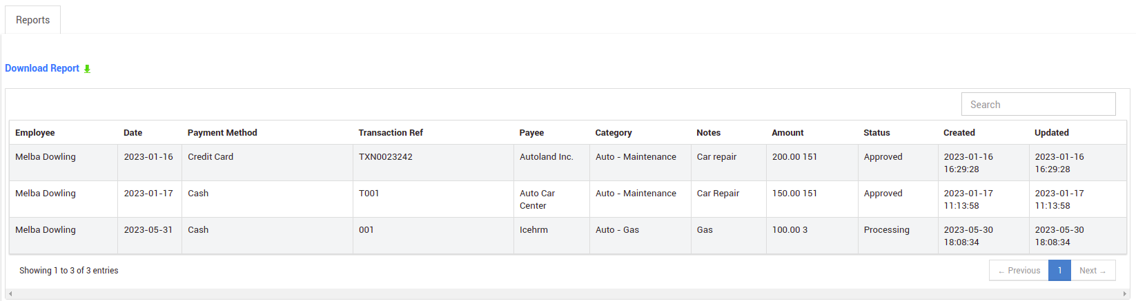 Generating an Expense Report in IceHrm