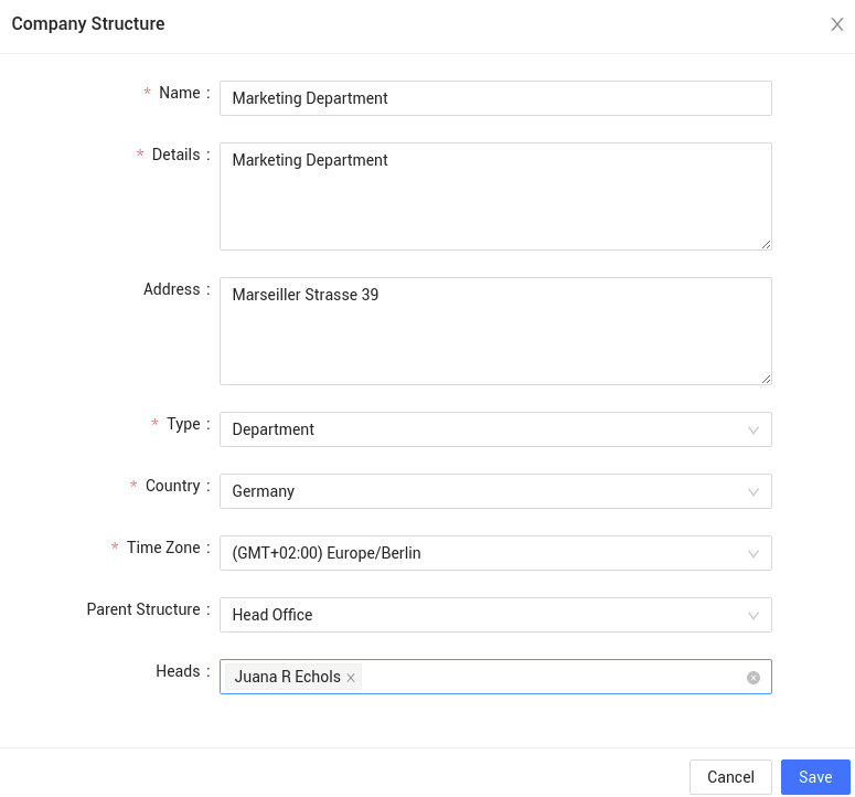 How To Define The Head Of A Company Structure in IceHrm