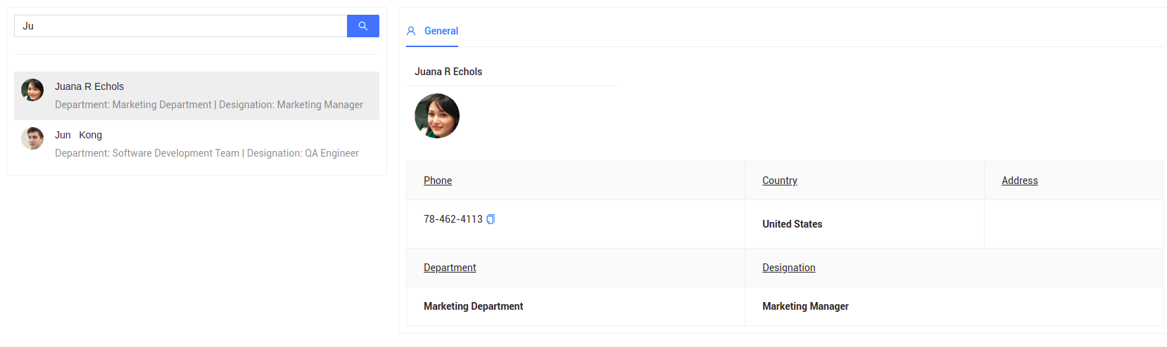 Employee Directory in IceHrm