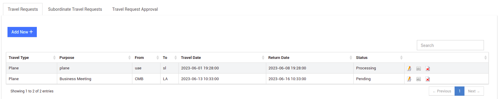 How to create a travel request as an employee?