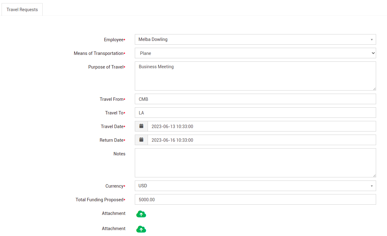 How to create a travel request as an employee?