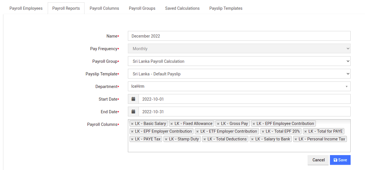 How to create a payroll report using IceHrm?