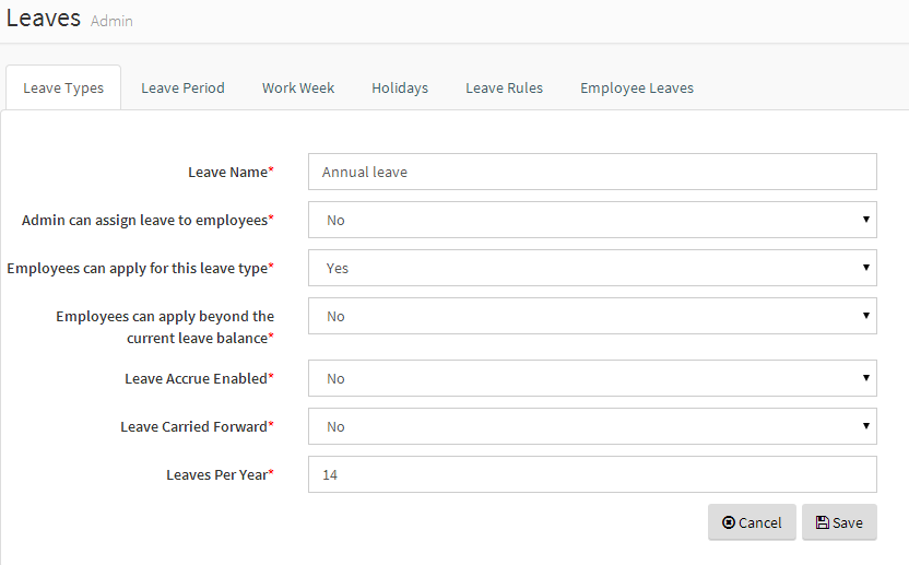 Adding a new leave type icehrm