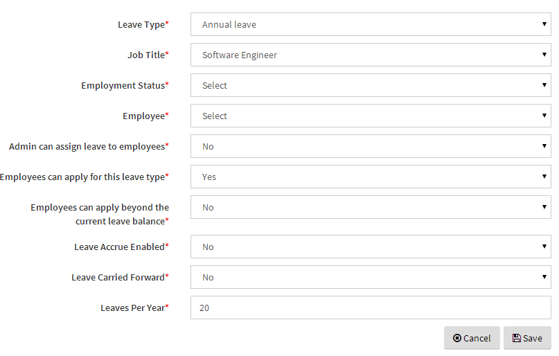 icehrm - leave management system - leave rule 1